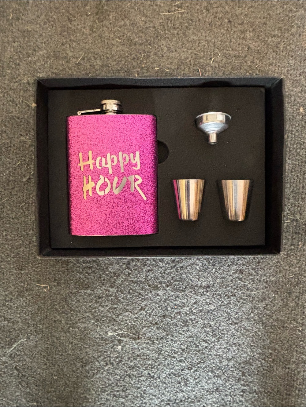 Happy Hour Pink Glitter Flask Gift Set